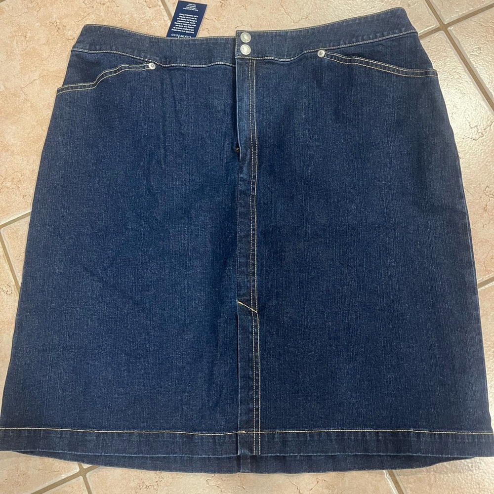 Lands' End Blue Denim Pencil Skirt